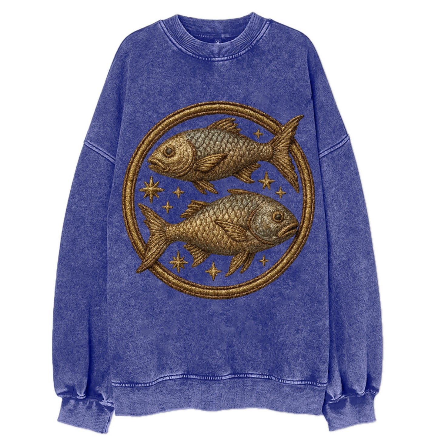 Pisces Fish  - Vintage Sweatshirt - Blue