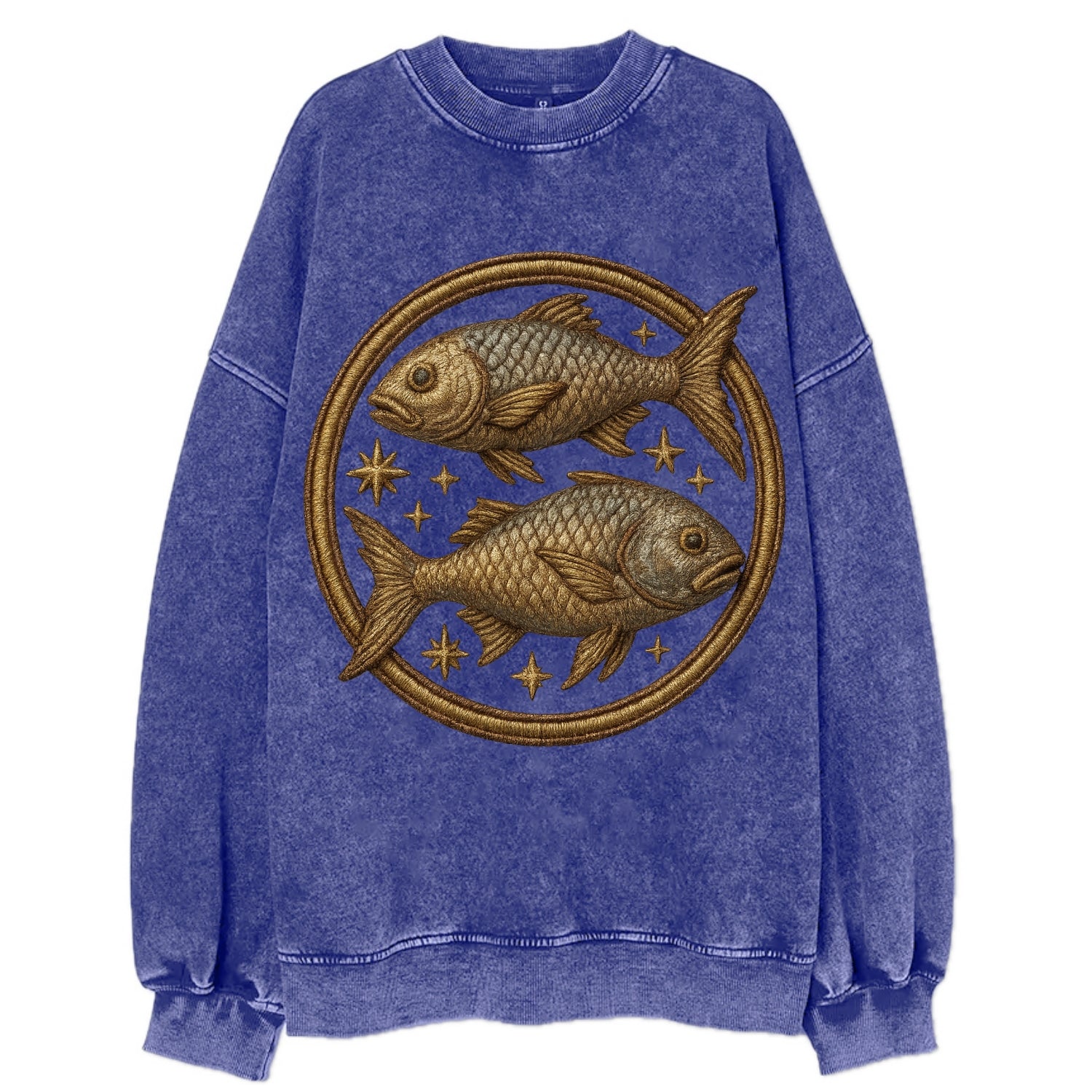 Pisces Fish  - Vintage Sweatshirt - Blue
