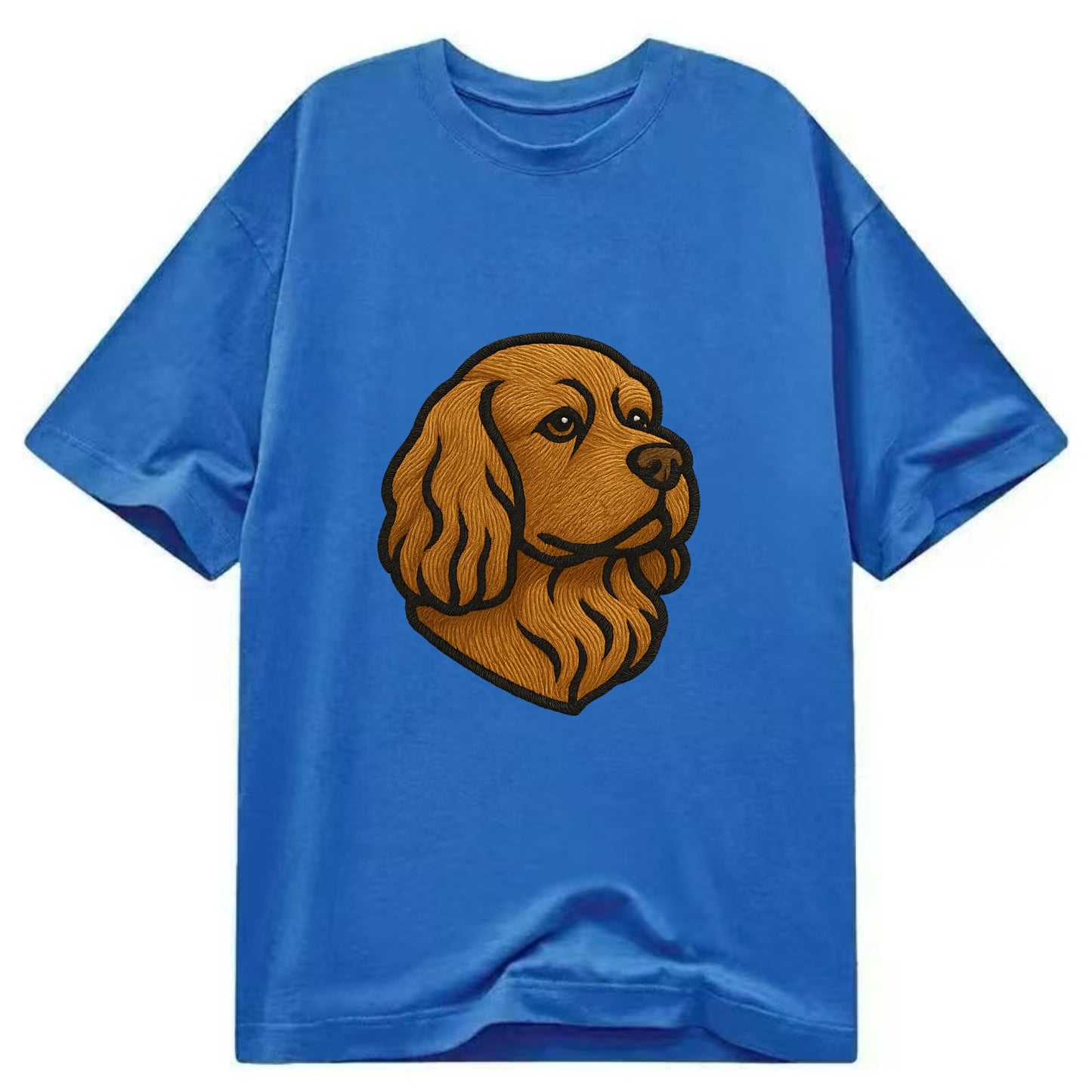 Sussex Spaniel - Golden liver embroidered low-set design - Classic T-shirt - Blue