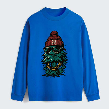 Palo Alto Tree wearing Stanford beanie with S patch - Classic Long Sleeve Shirt - Blue