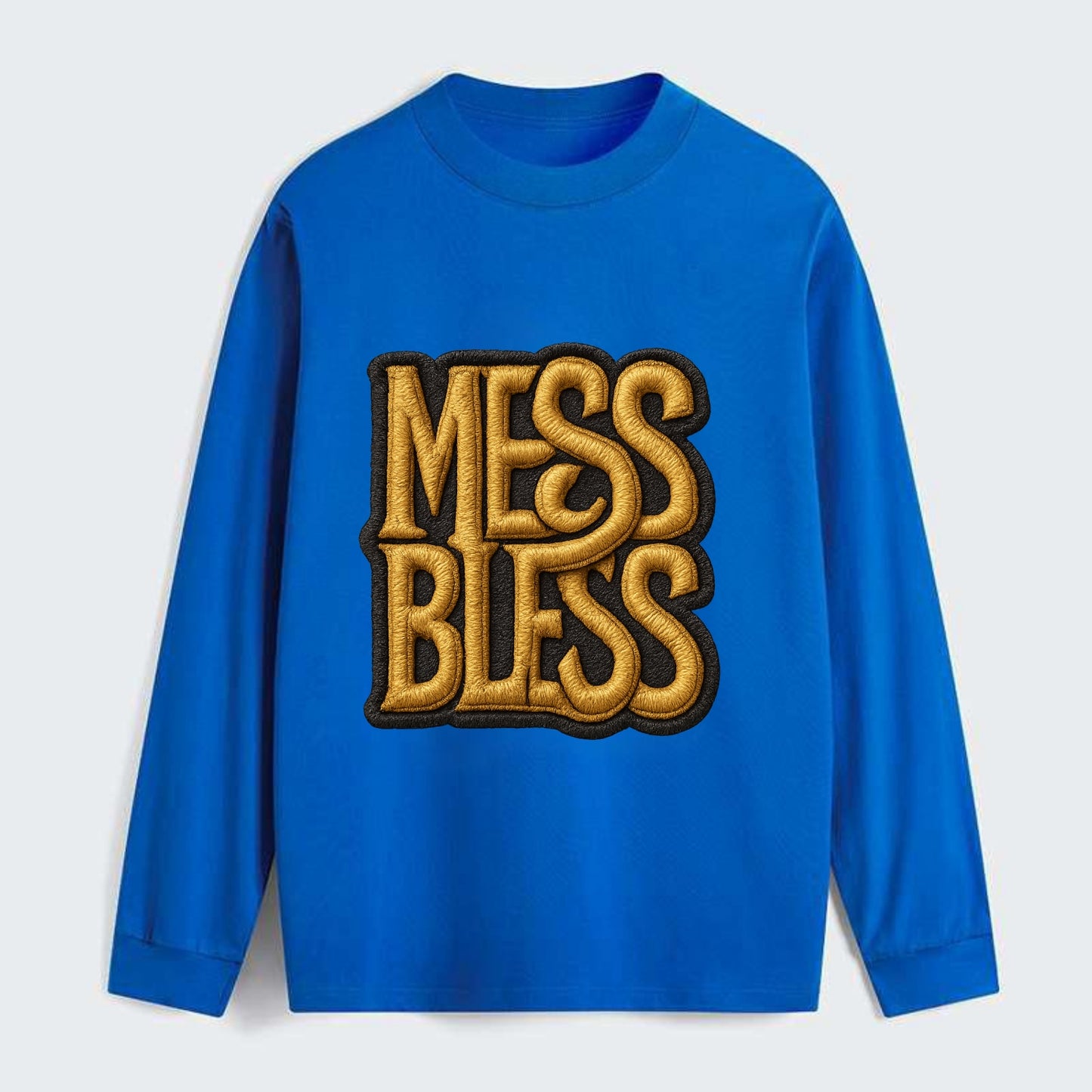 MESS;BLESS UP Gold Metallic Visor - Classic Long Sleeve Shirt - Blue