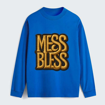 MESS;BLESS UP Gold Metallic Visor - Classic Long Sleeve Shirt - Blue