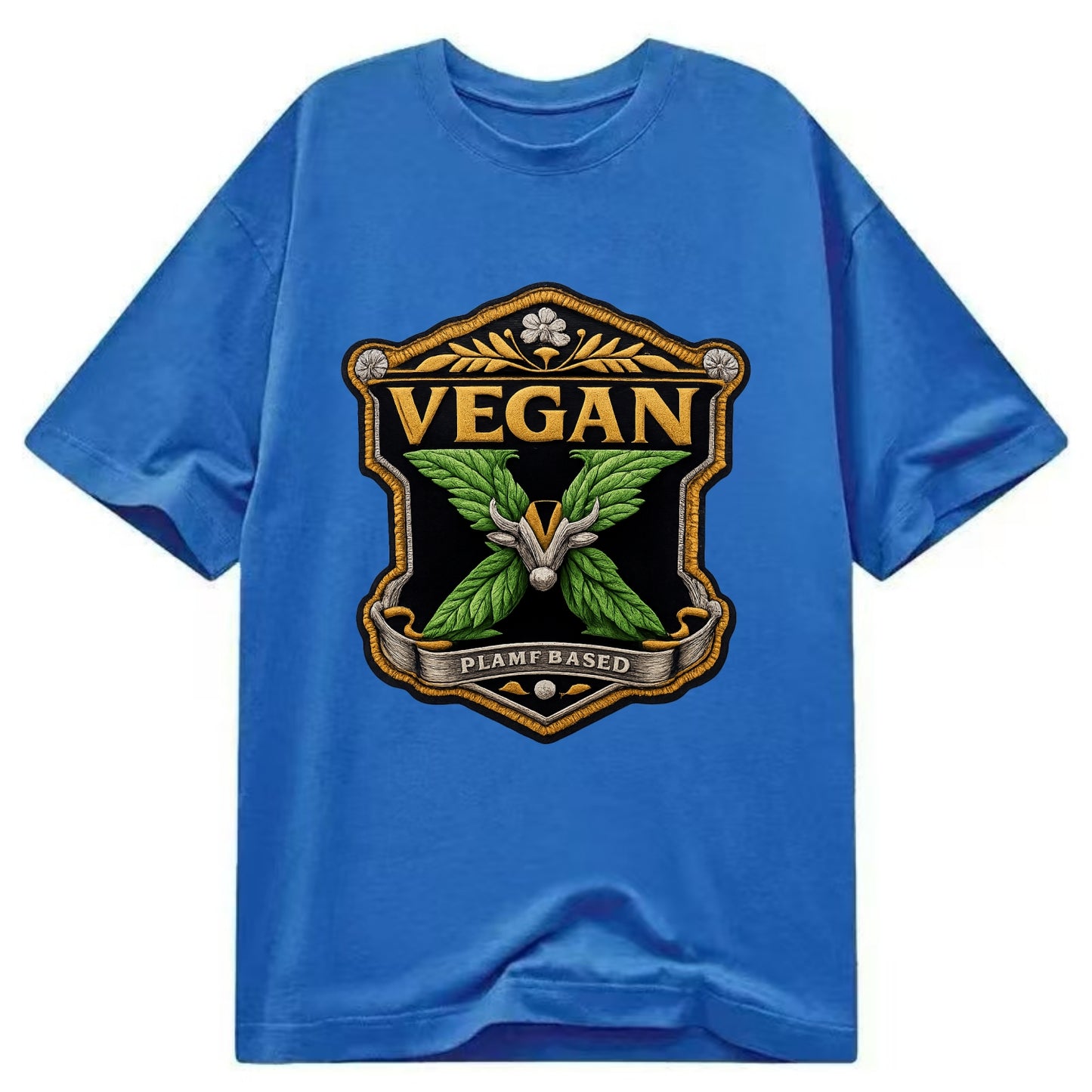 VEGAN X - plant-based symbol in green , animal rights - Classic T-shirt - Blue