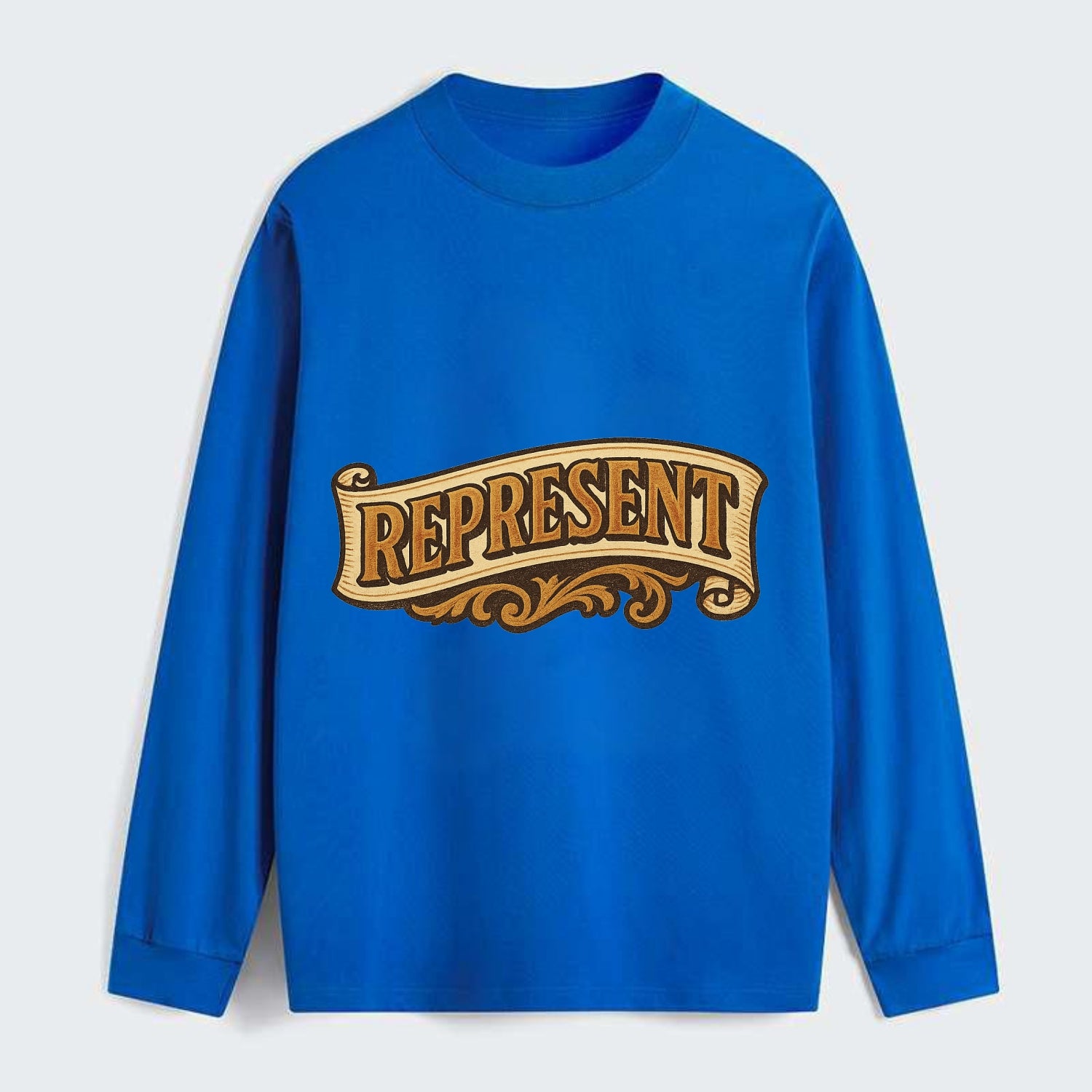 Bold typography design - "REPRESENT" - showing where you from - Classic Long Sleeve Shirt - Blue