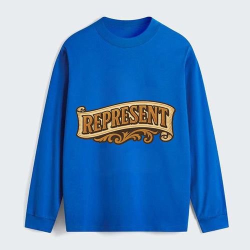 Bold typography design - REPRESENT - showing where you from - Classic Long Sleeve Shirt
