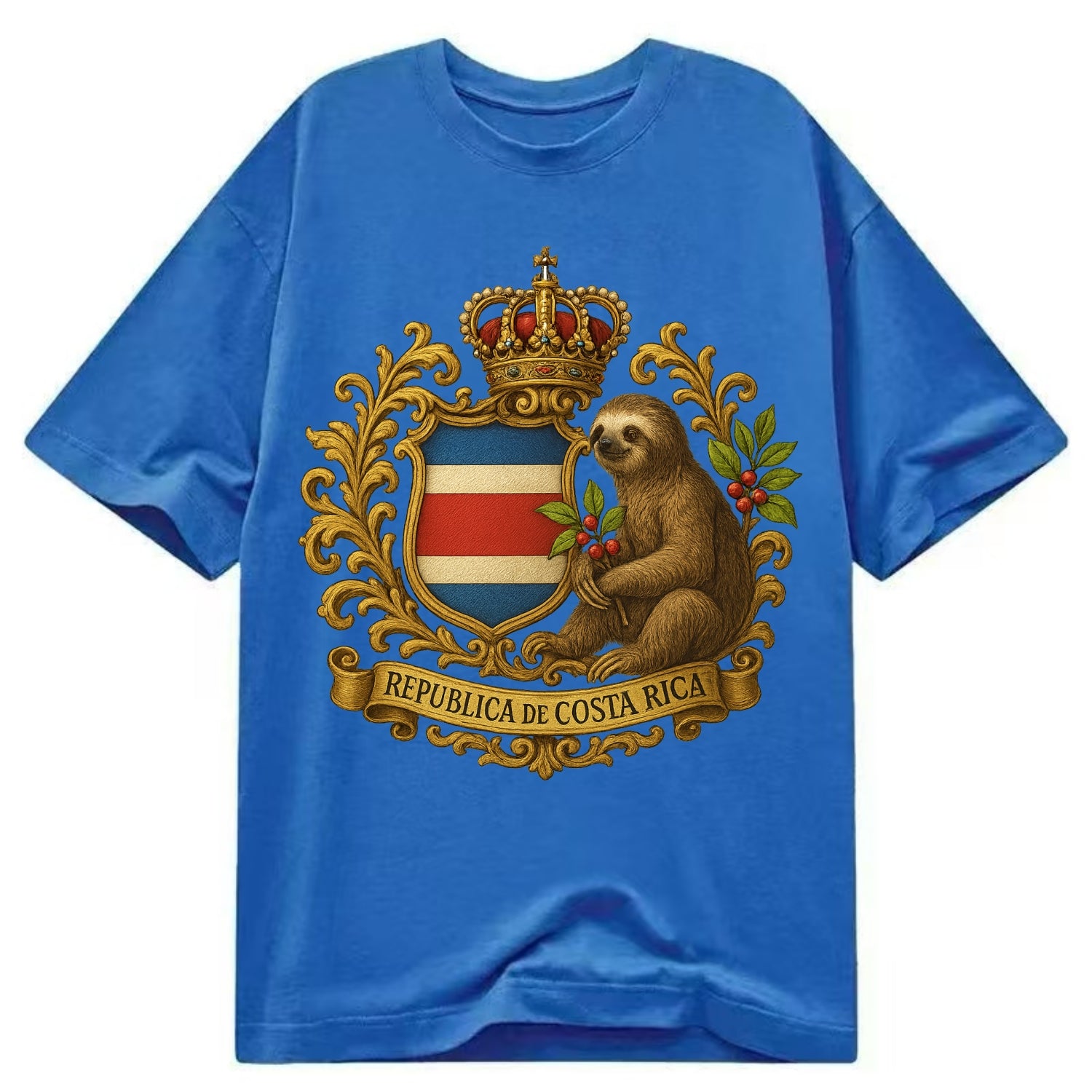 Costa Rica Sloth Emblem  - Classic T-shirt - Blue