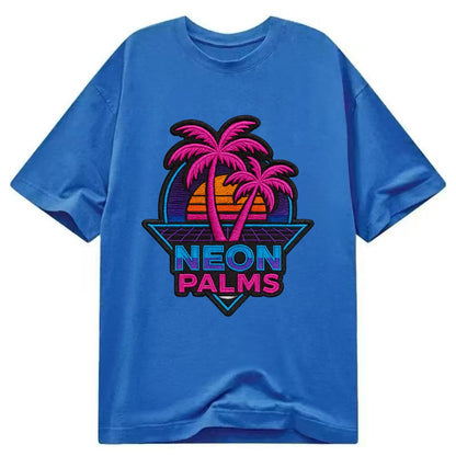 Neon Palms - Classic T-shirt - Blue