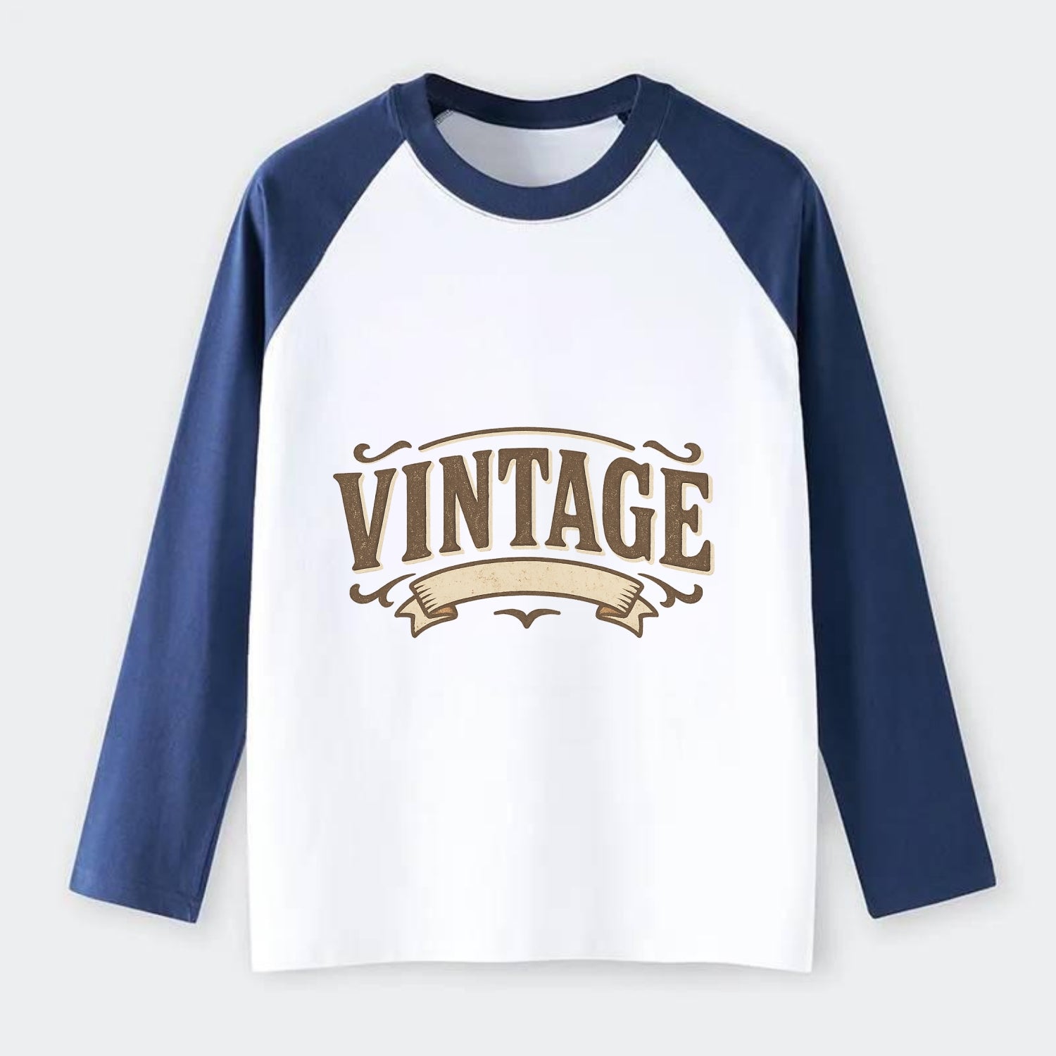 Bold typography design - "CENTERED" - aligned, focused, balanced within - Raglan Long Sleeve T-Shirt - Blue