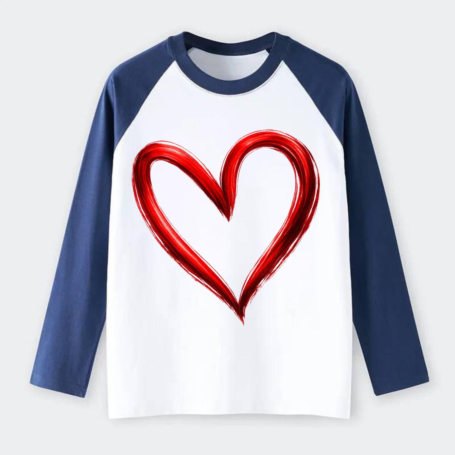Love Heart - Raglan Long Sleeve T-Shirt - Blue