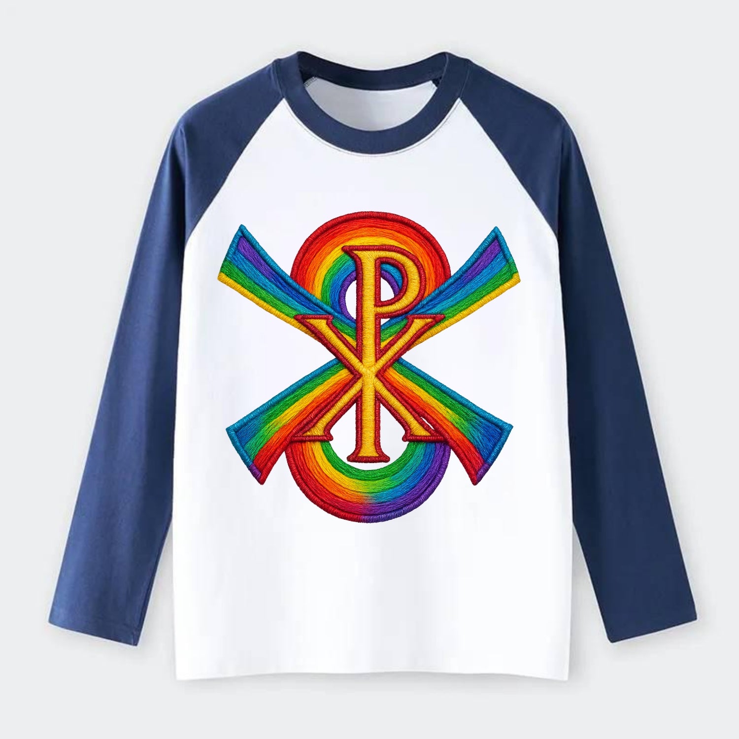 Chi Rho  - Raglan Long Sleeve T-Shirt - Blue