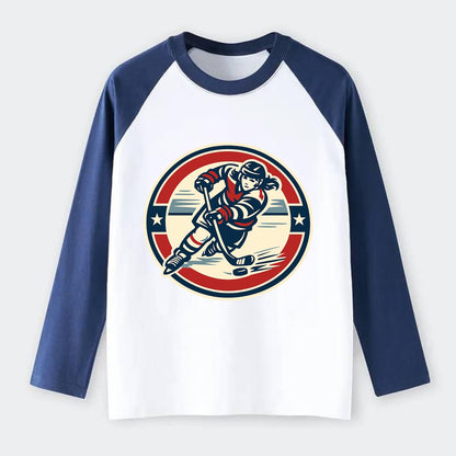 Fierce Ice Queen Emblem - Raglan Long Sleeve T-Shirt - Blue