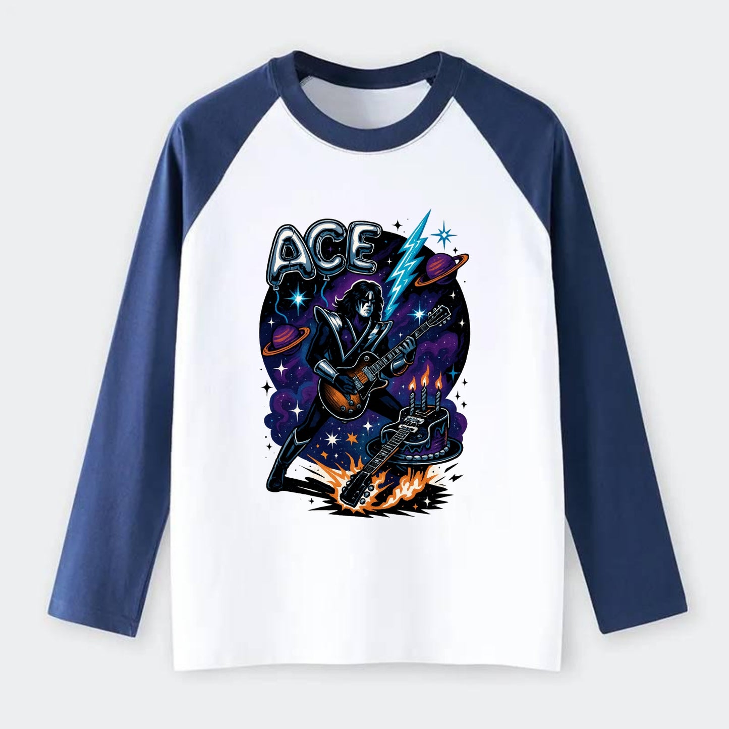 Ace Birthday Celebration - Raglan Long Sleeve T-Shirt - Blue
