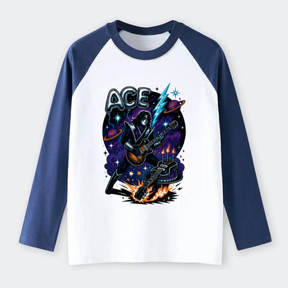 Ace Birthday Celebration - Raglan Long Sleeve T-Shirt - Blue