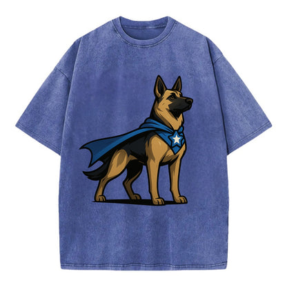 German Shepherd Patriotic Hero  - Vintage T-shirt - Blue