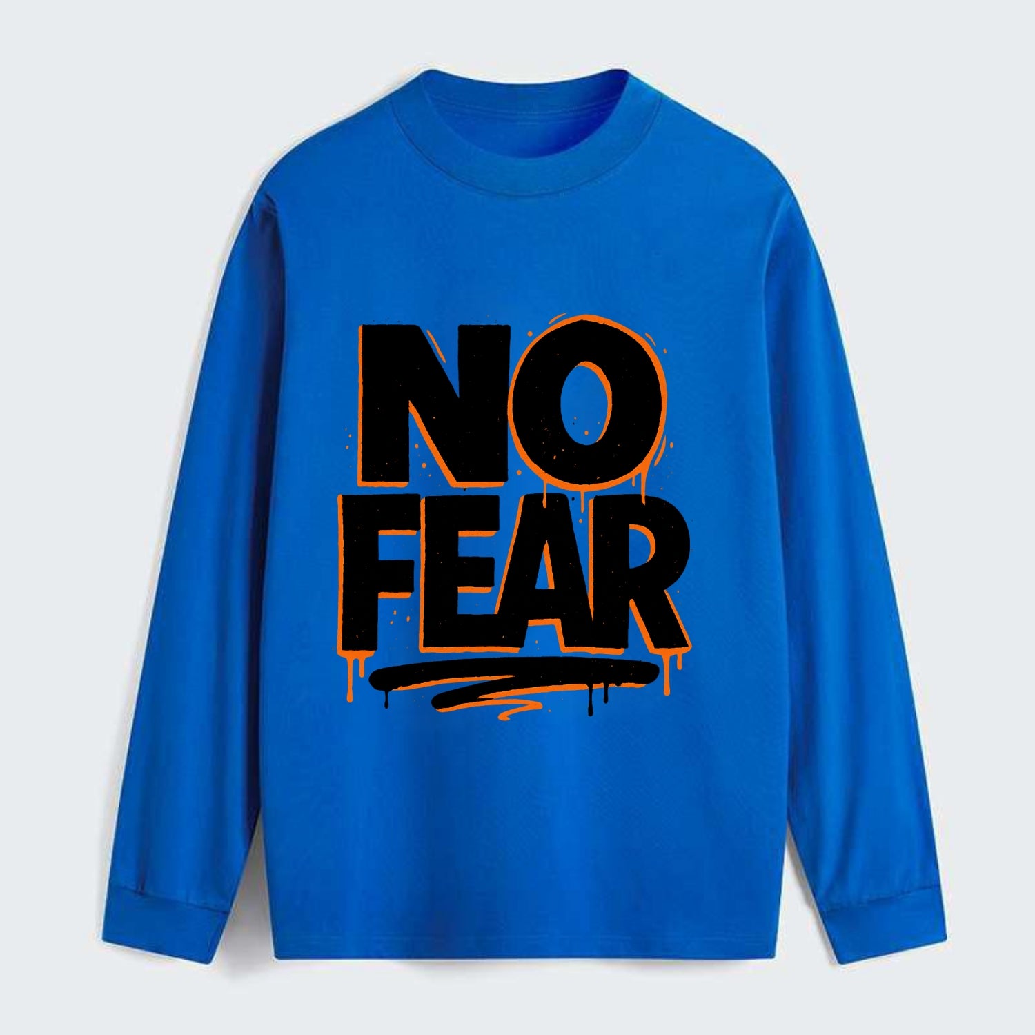 Bold typography design - "NO FEAR" - courage, bravery - Classic Long Sleeve Shirt - Blue