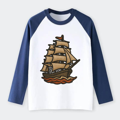 Sailing Ship  - Raglan Long Sleeve T-Shirt