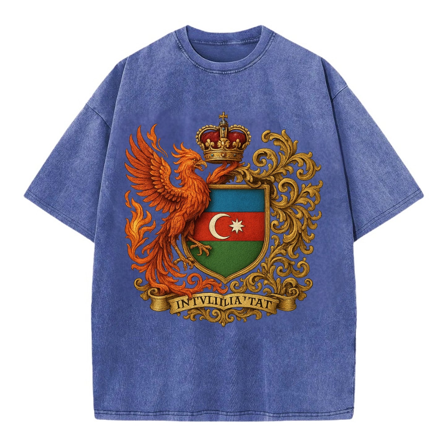 Azerbaijan Fire Phoenix Emblem  - Vintage T-shirt - Blue