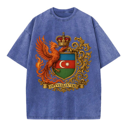 Azerbaijan Fire Phoenix Emblem  - Vintage T-shirt - Blue