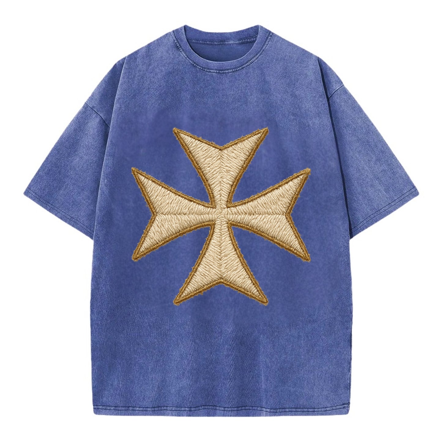 Hospitaller Cross  - Vintage T-shirt - Blue