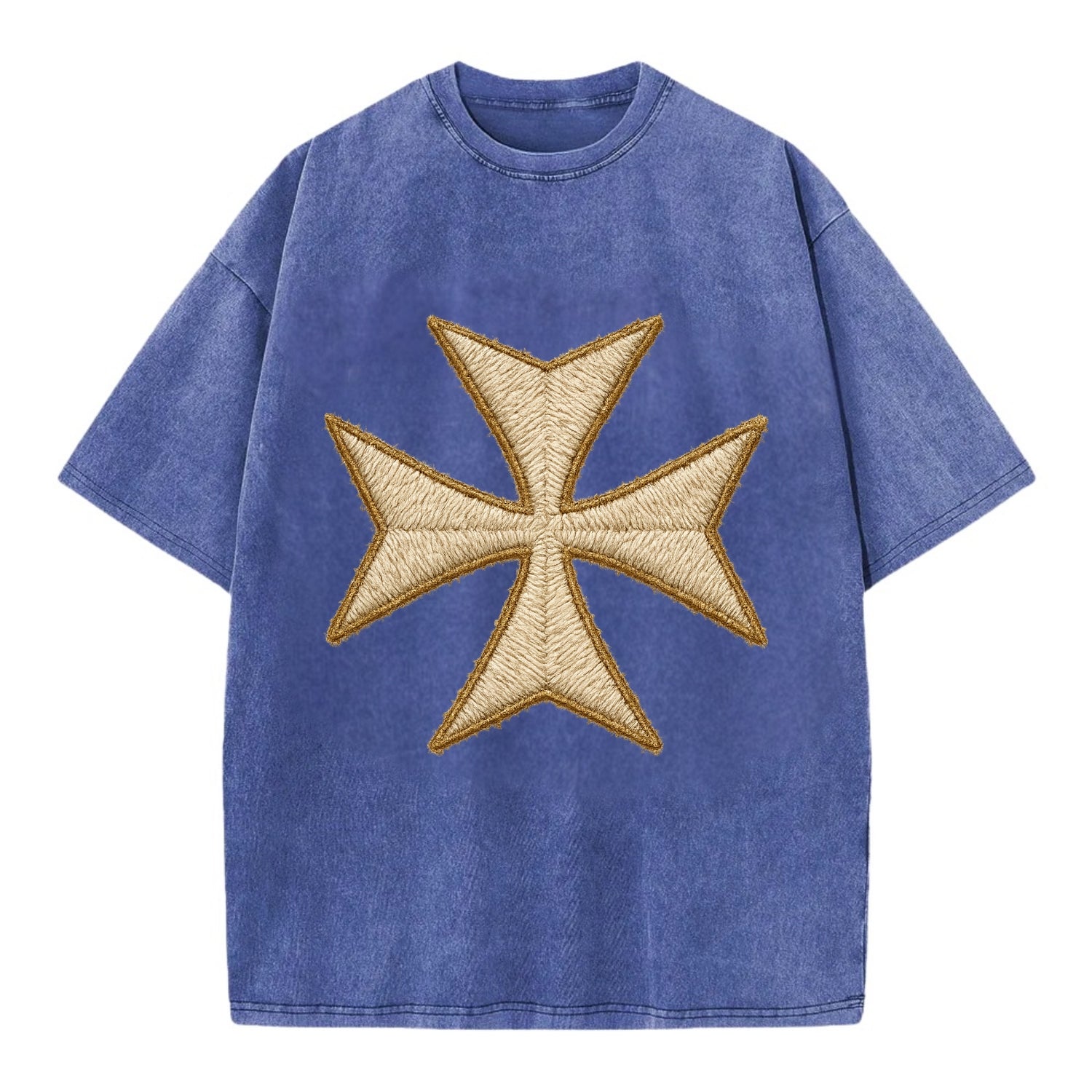 Hospitaller Cross  - Vintage T-shirt - Blue