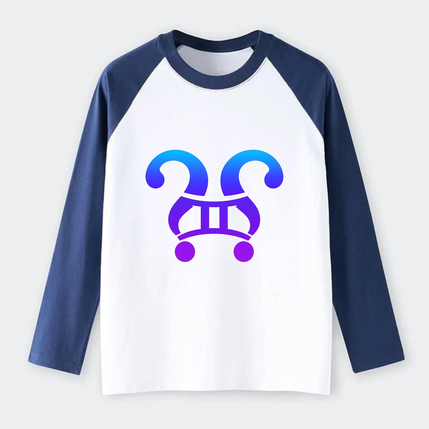 CURIOUS TWINS | Twin question marks | Endless curiosity | Seeking - Raglan Long Sleeve T-Shirt - Blue