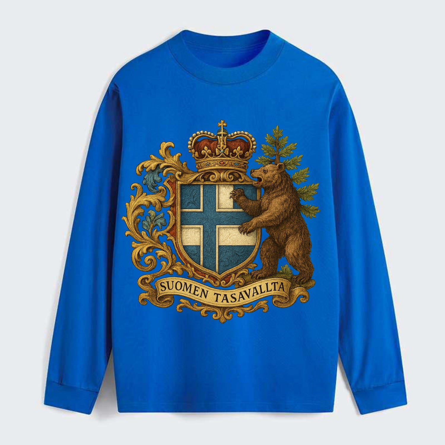 Finland Brown Bear Emblem - Classic Long Sleeve Shirt - Blue