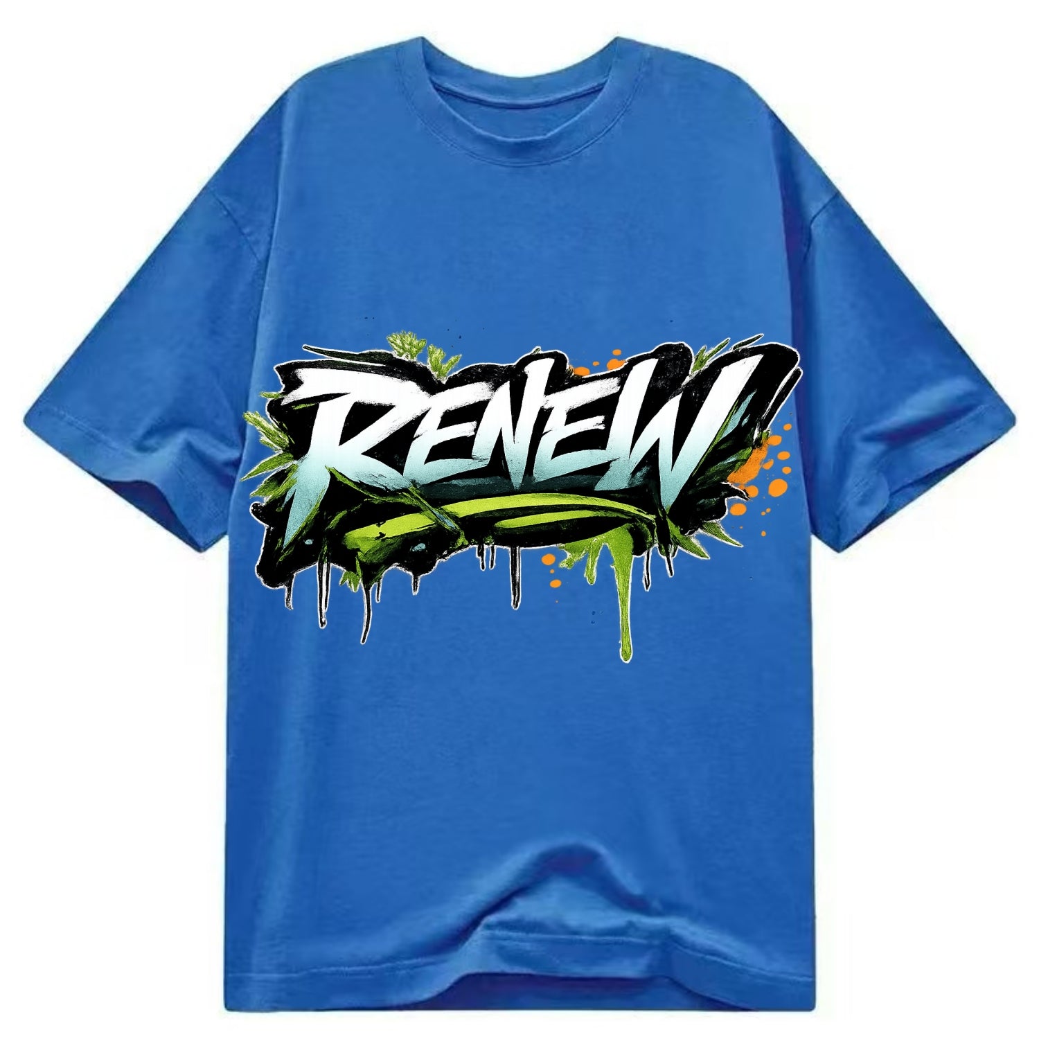 Bold typography design - "RENEW" - starting fresh, regenerating - Classic T-shirt - Blue
