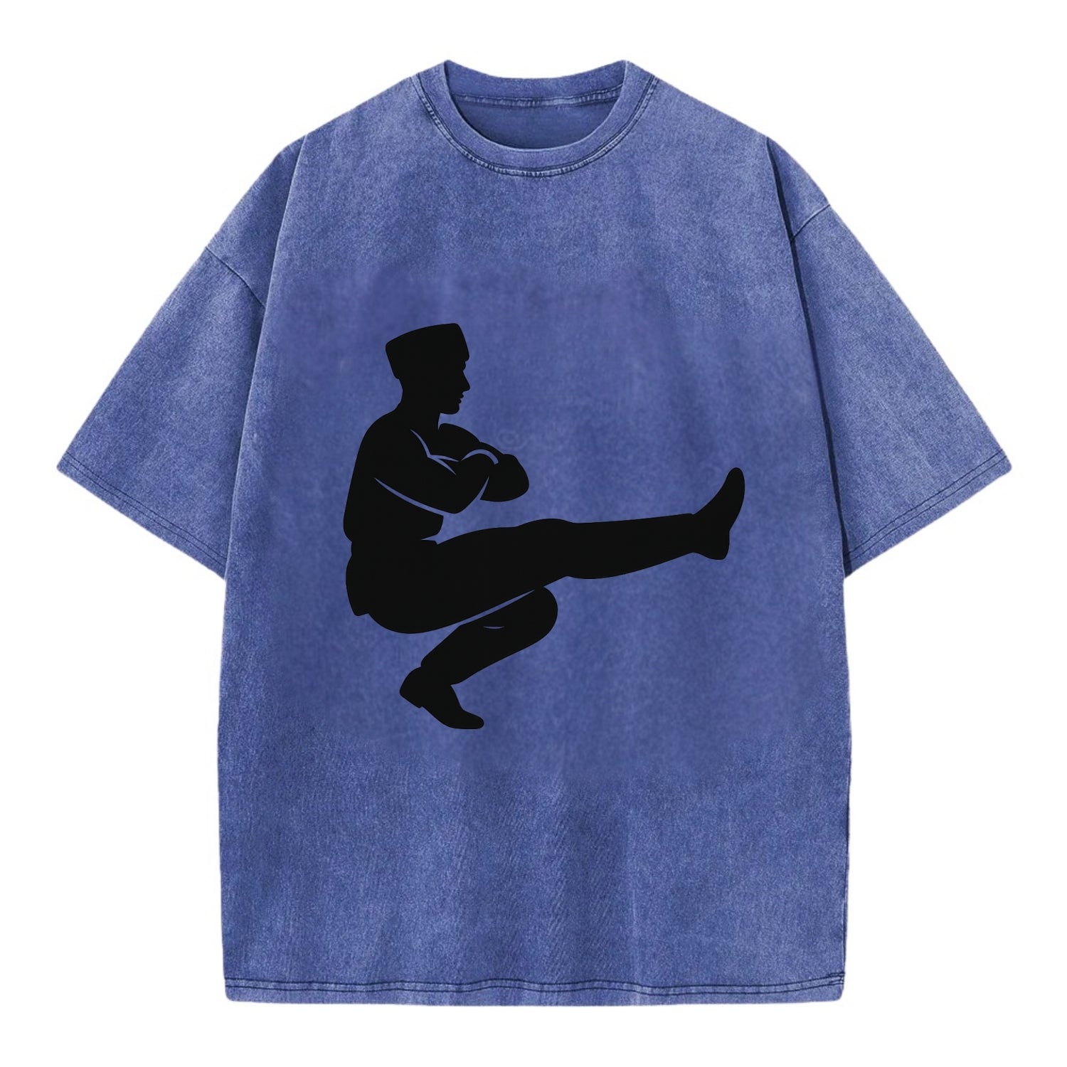 Russian Cossack dancer squat kick - Vintage T-shirt - Blue