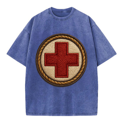 Medical Cross  - Vintage T-shirt - Blue