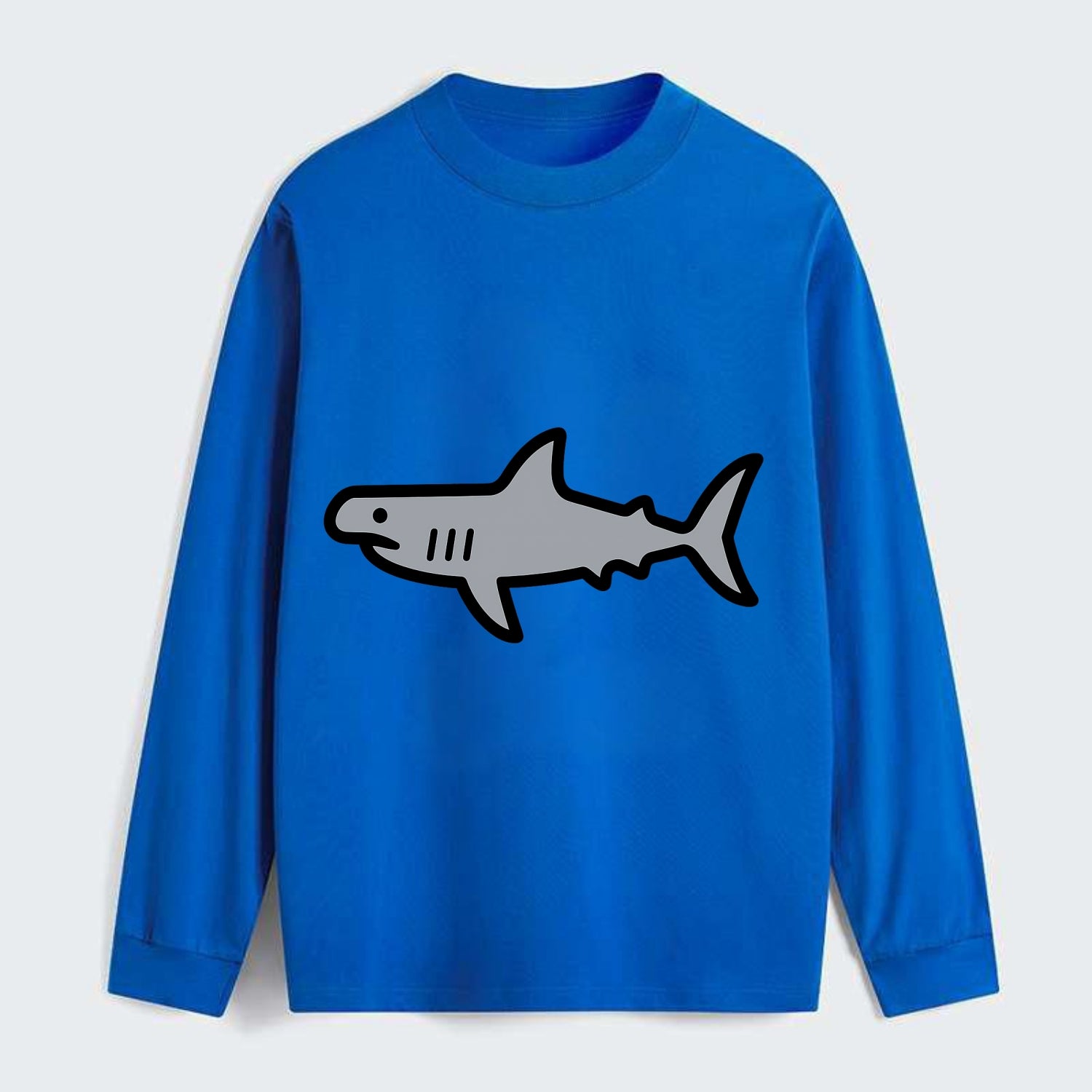 Hammerhead Shark - Gray distinctive head flat side profile - Classic Long Sleeve Shirt - Blue