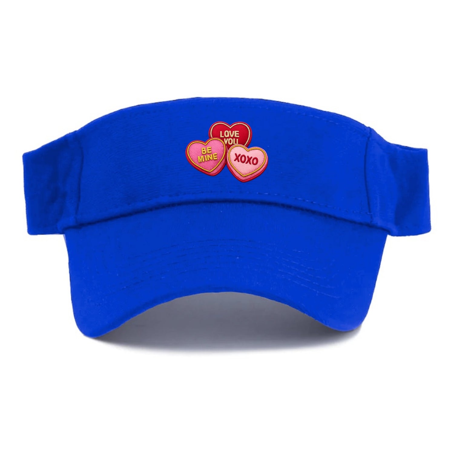 VALENTINES HEARTS - candy hearts in pink and red , love day - Visor - Blue