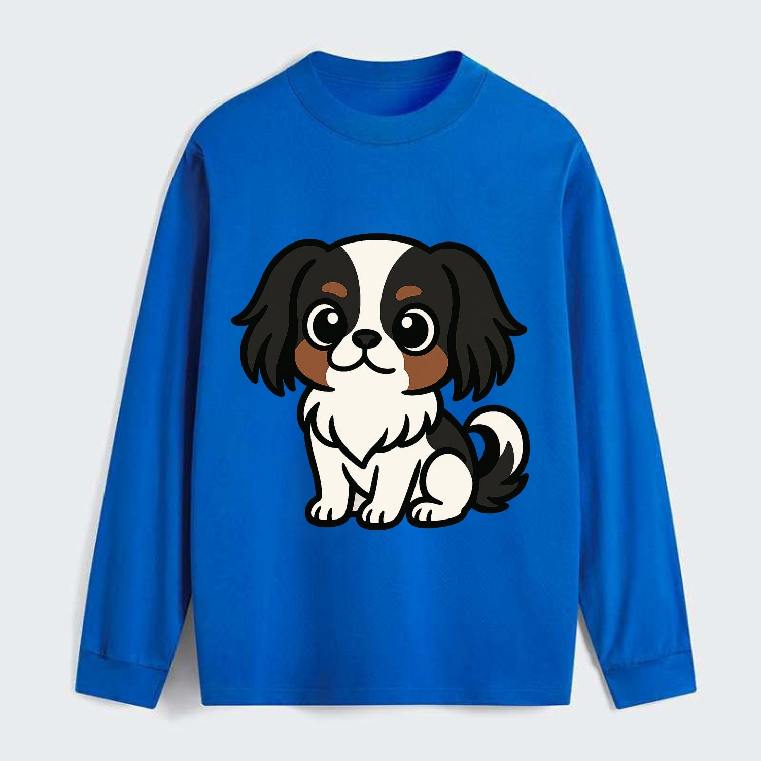 Japanese Chin - Black and white sitting pose - Classic Long Sleeve Shirt - Blue