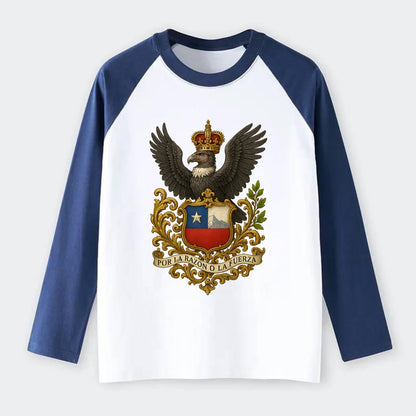 Chile Andean Condor Emblem - Raglan Long Sleeve T-Shirt - Blue