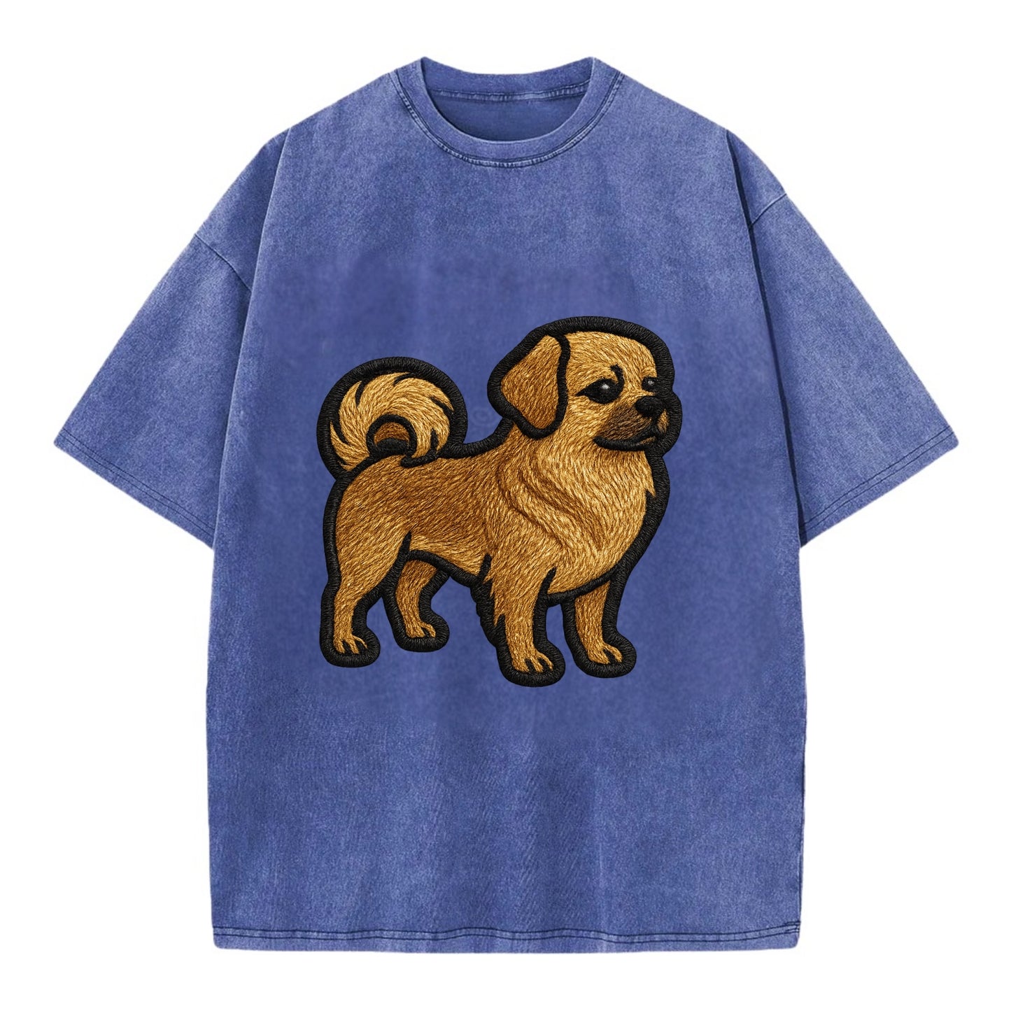 Tibetan Spaniel - Modern Tibetan breed d - Vintage T-shirt - Blue