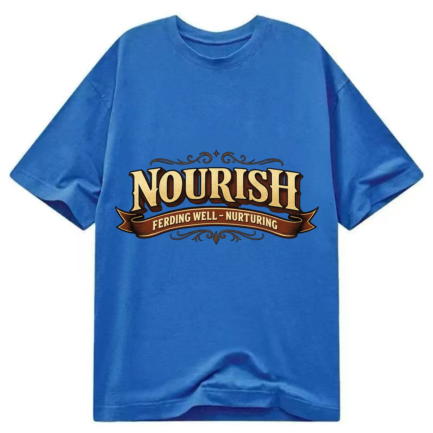 Bold typography design - "NOURISH" - feeding well, nurturing - Classic T-shirt - Blue
