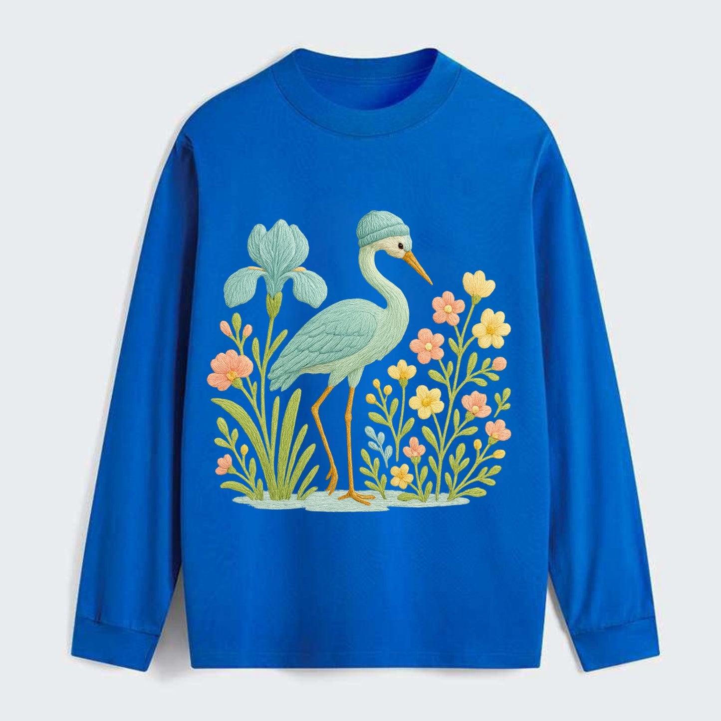 Mint Crane - Classic Long Sleeve Shirt - Blue