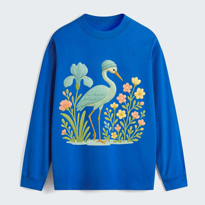 Mint Crane - Classic Long Sleeve Shirt - Blue