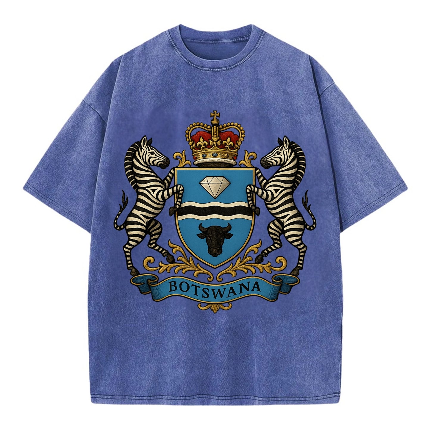 Botswana Heritage Badge  - Vintage T-shirt - Blue