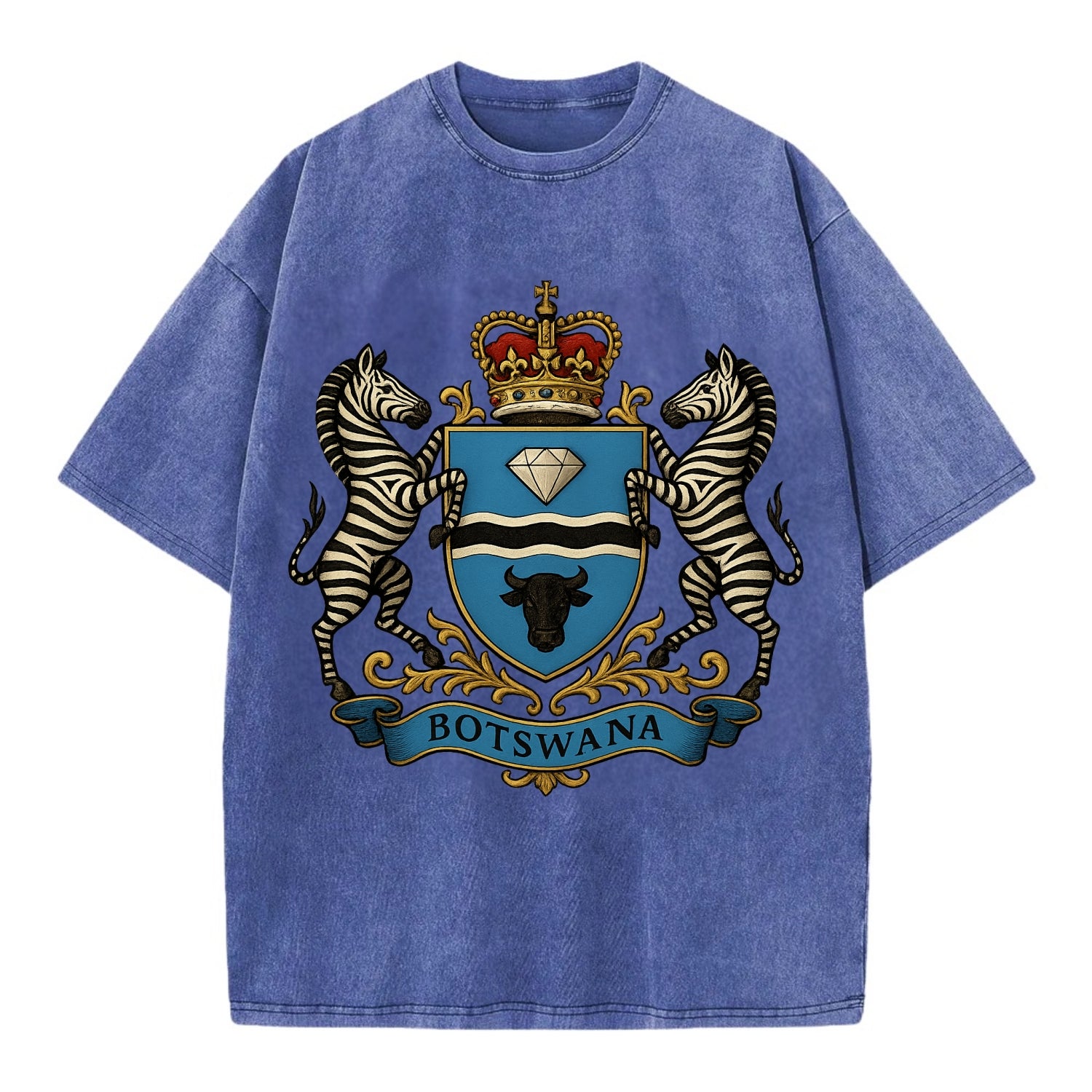 Botswana Heritage Badge  - Vintage T-shirt - Blue