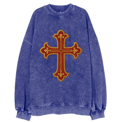Armenian Cross - Vintage Sweatshirt - Blue