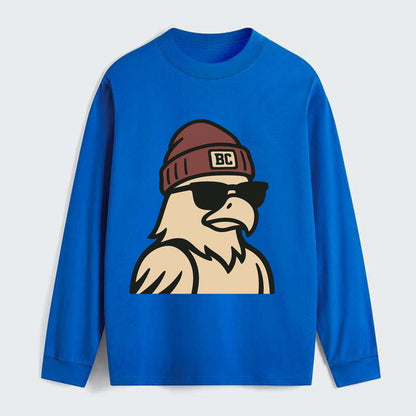 Chestnut Hill Eagle wearing Boston College beanie with BC patch - Classic Long Sleeve Shirt - Blue