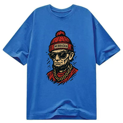 Lincoln Cornhusker wearing Nebraska bean - Classic T-shirt - Blue