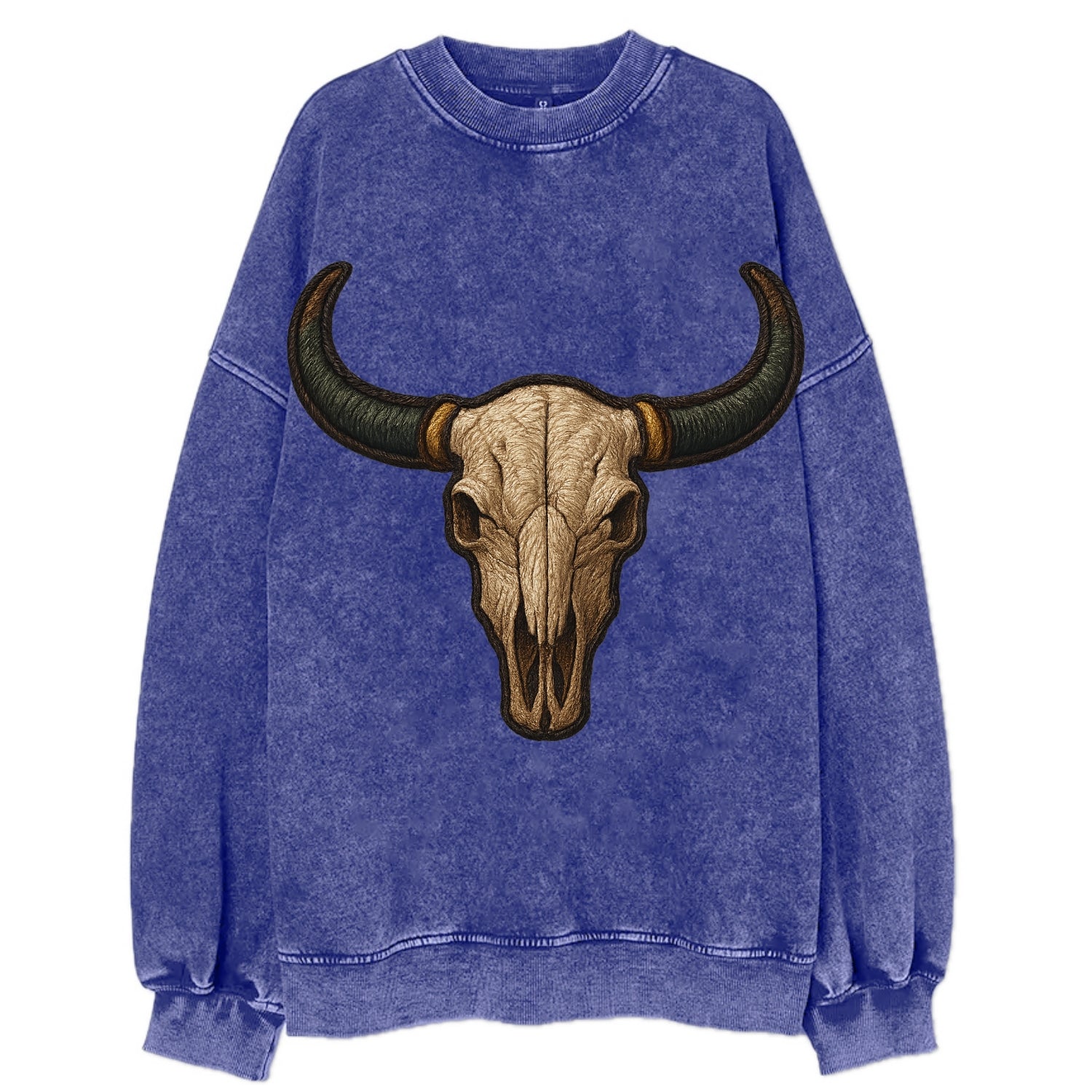 Bull Skull  - Vintage Sweatshirt - Blue