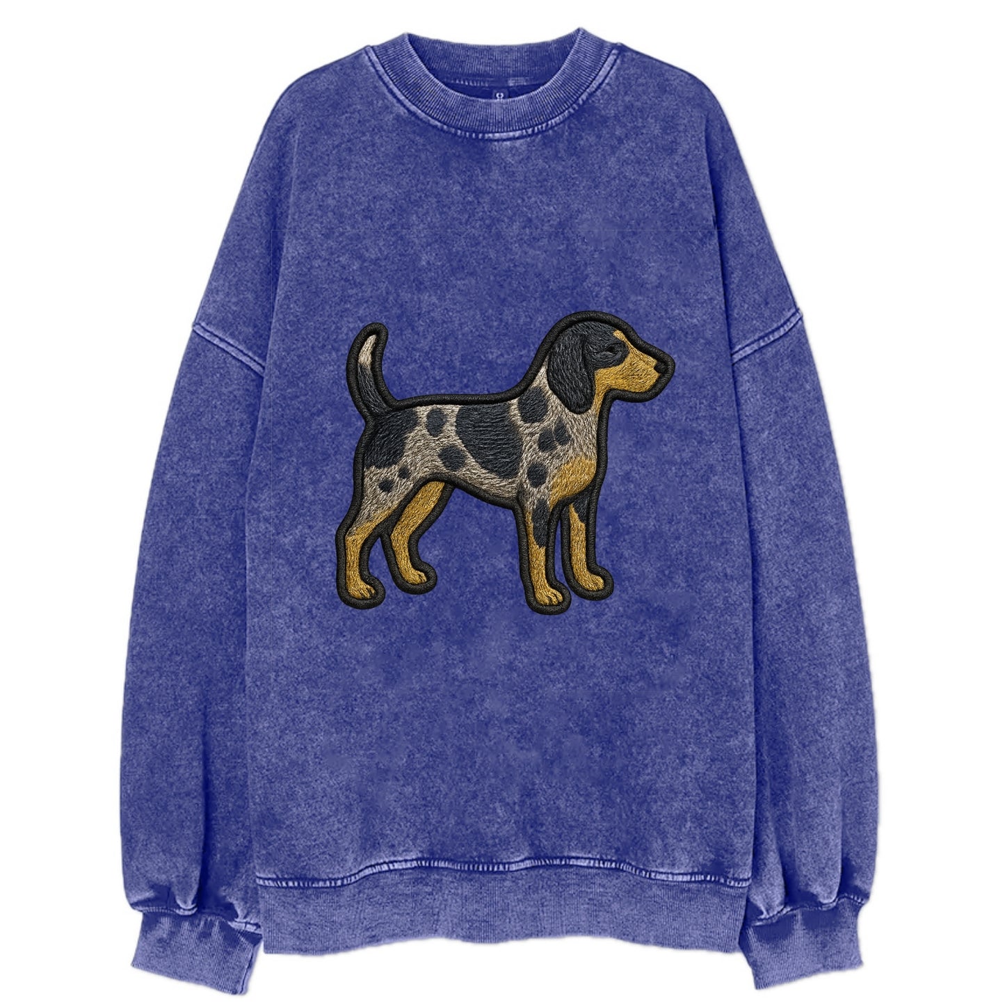 Bluetick Coonhound - Trendy spotted hound logo with prominent black border - Vintage Sweatshirt - Blue