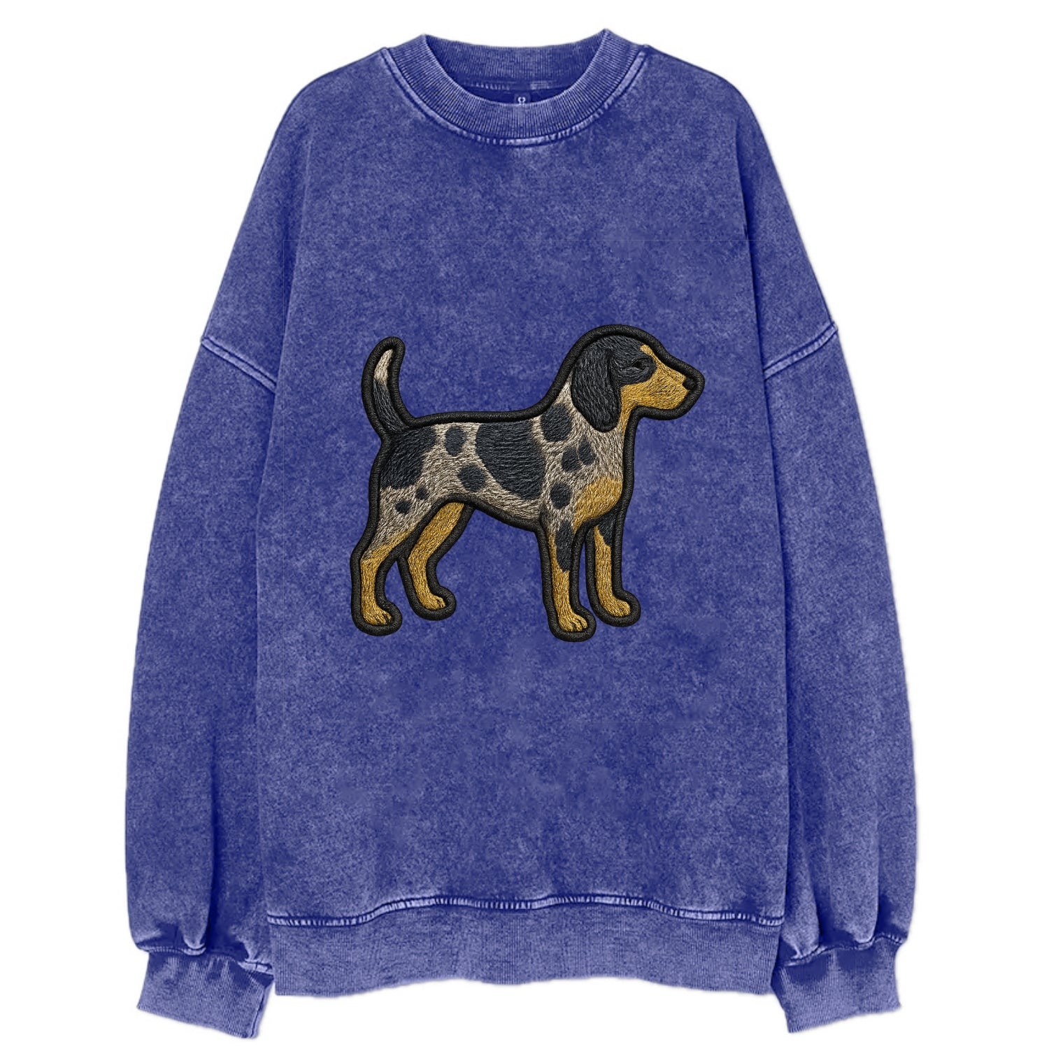 Bluetick Coonhound - Trendy spotted hound logo with prominent black border - Vintage Sweatshirt - Blue