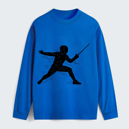 Fencer lunging attack position - Classic Long Sleeve Shirt - Blue