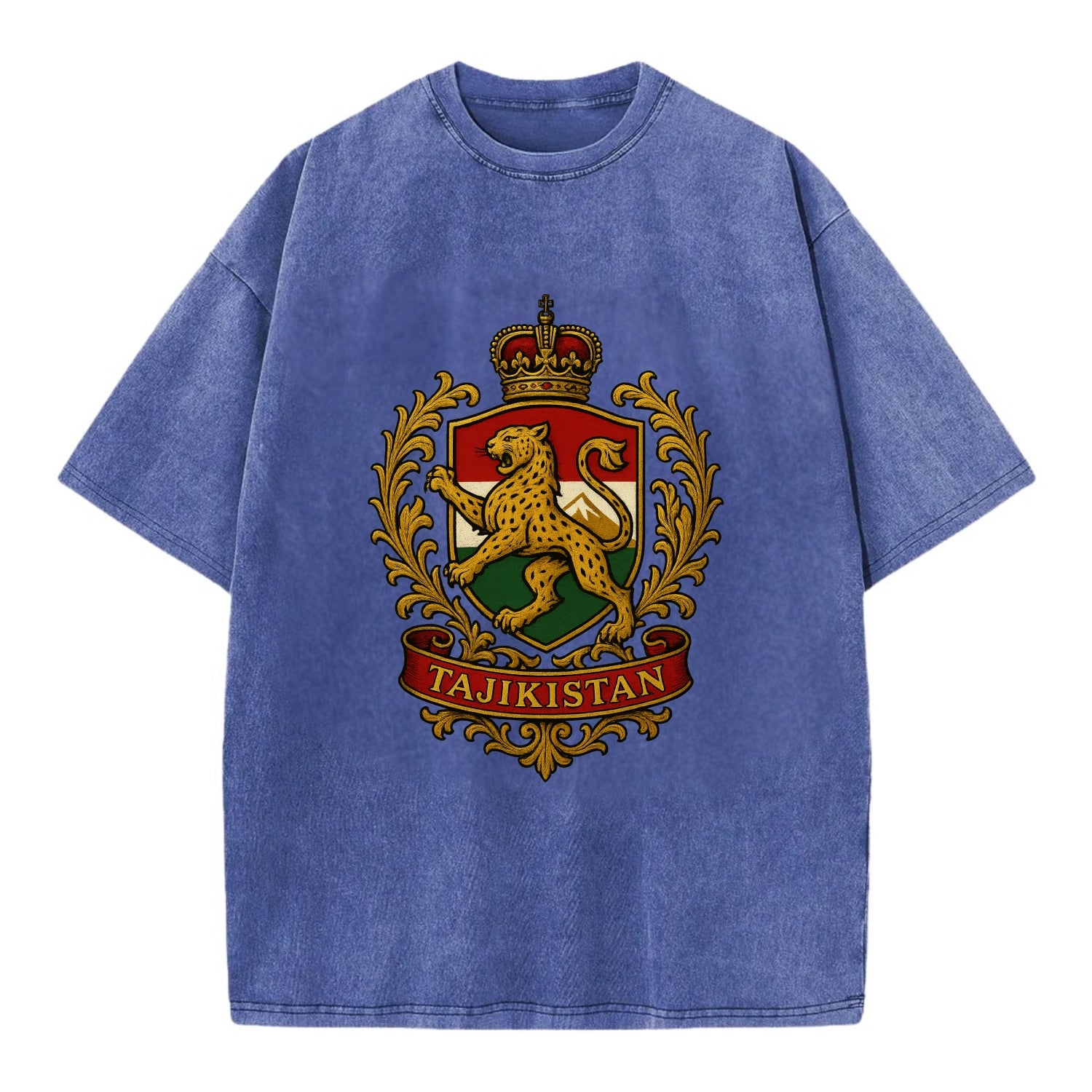 Tajikistan Heritage Badge  - Vintage T-shirt - Blue