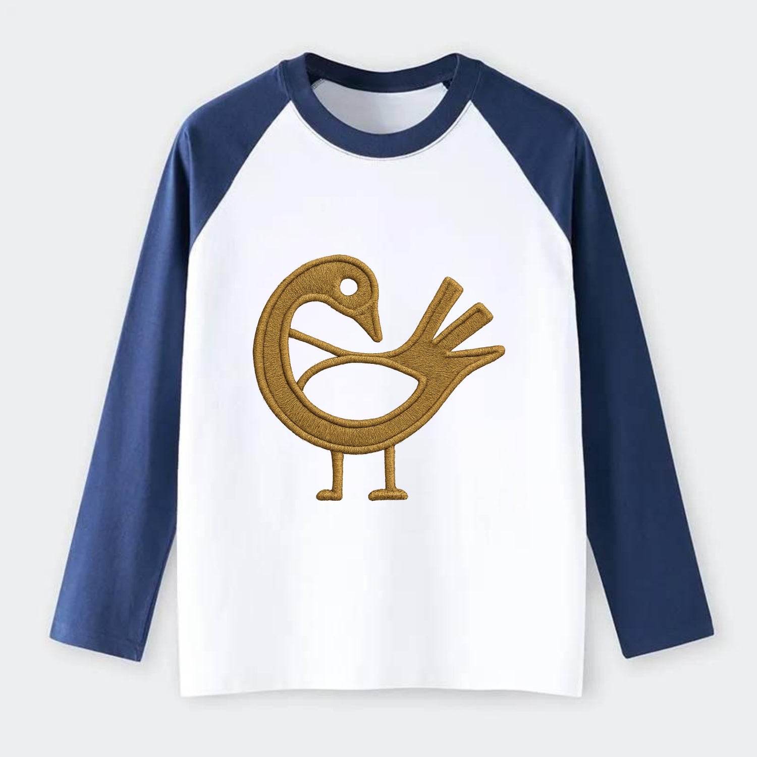 Adinkra Sankofa  - Raglan Long Sleeve T-Shirt - Blue
