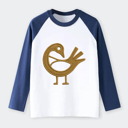 Adinkra Sankofa  - Raglan Long Sleeve T-Shirt - Blue