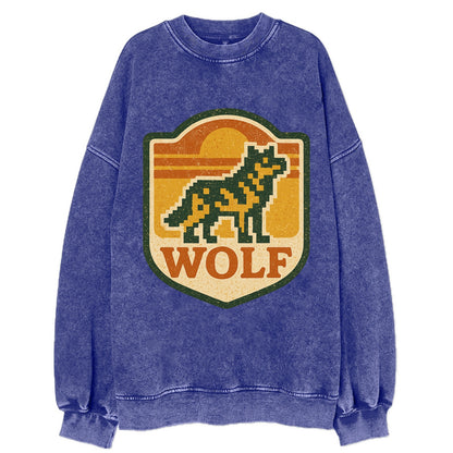 Digital Pixel Wolf  - Vintage Sweatshirt - Blue